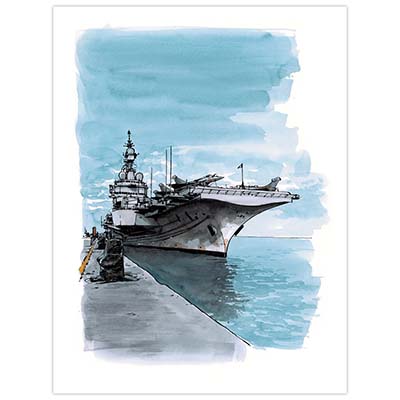 Original drawing by Titwane - Le Charles de Gaulle - Docked