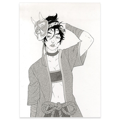 Illustration originale, David Tako, Samurette Kimono