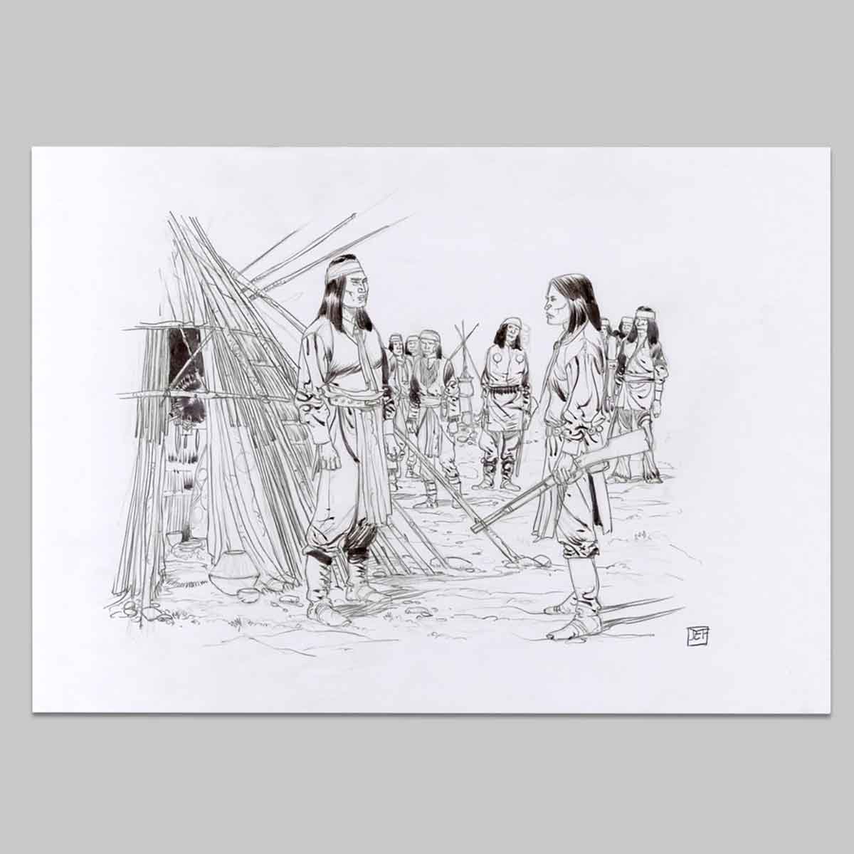 Illustration originale Geronimo, Rencontre avec Mangas Coloradas
