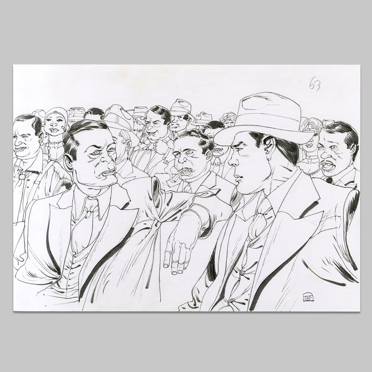 Original drawing Balles perdues, Negotiation between Roy and Eddie Marz