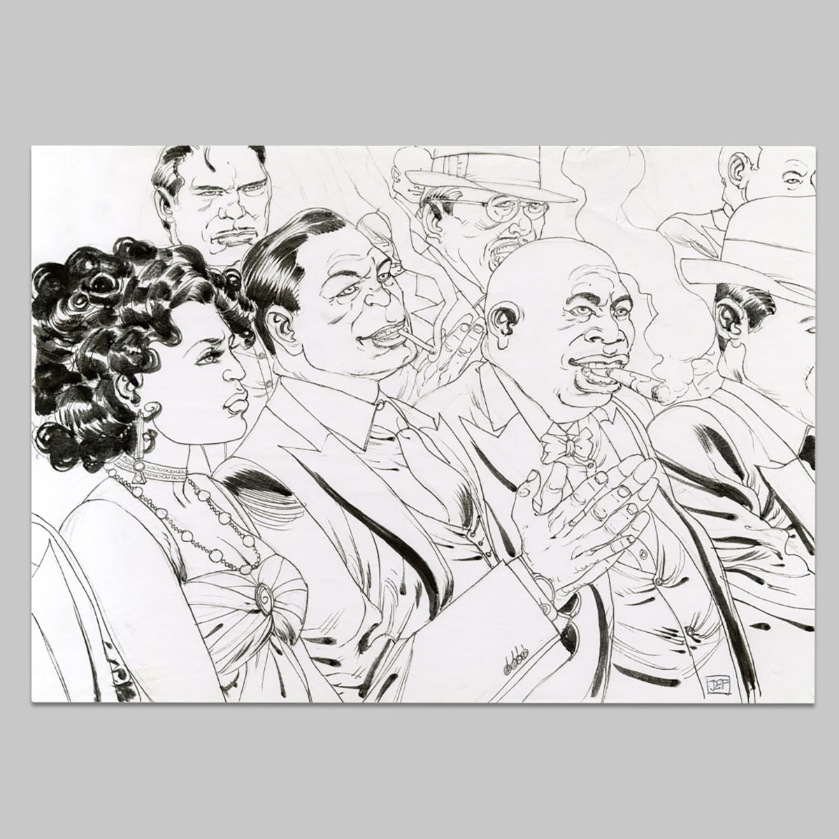 Original drawing Balles perdues, Esler, Lena and Eddie at the boxing match