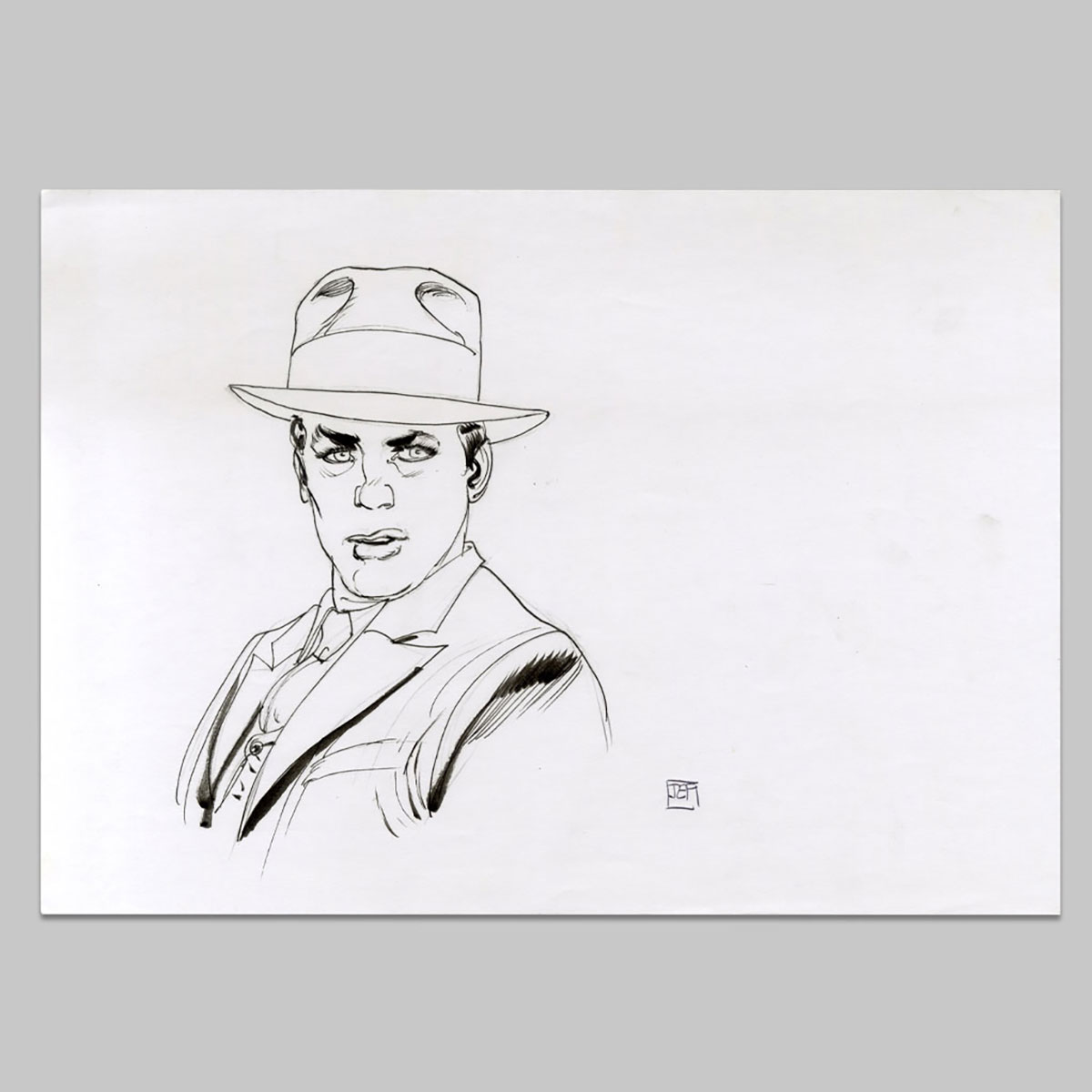 Original drawing Balles perdues, Portrait of Roy Nash 2