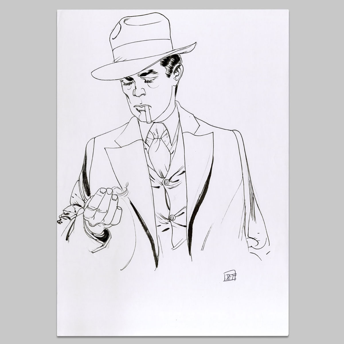 Original drawing Balles perdues, Portrait of Roy Nash 3