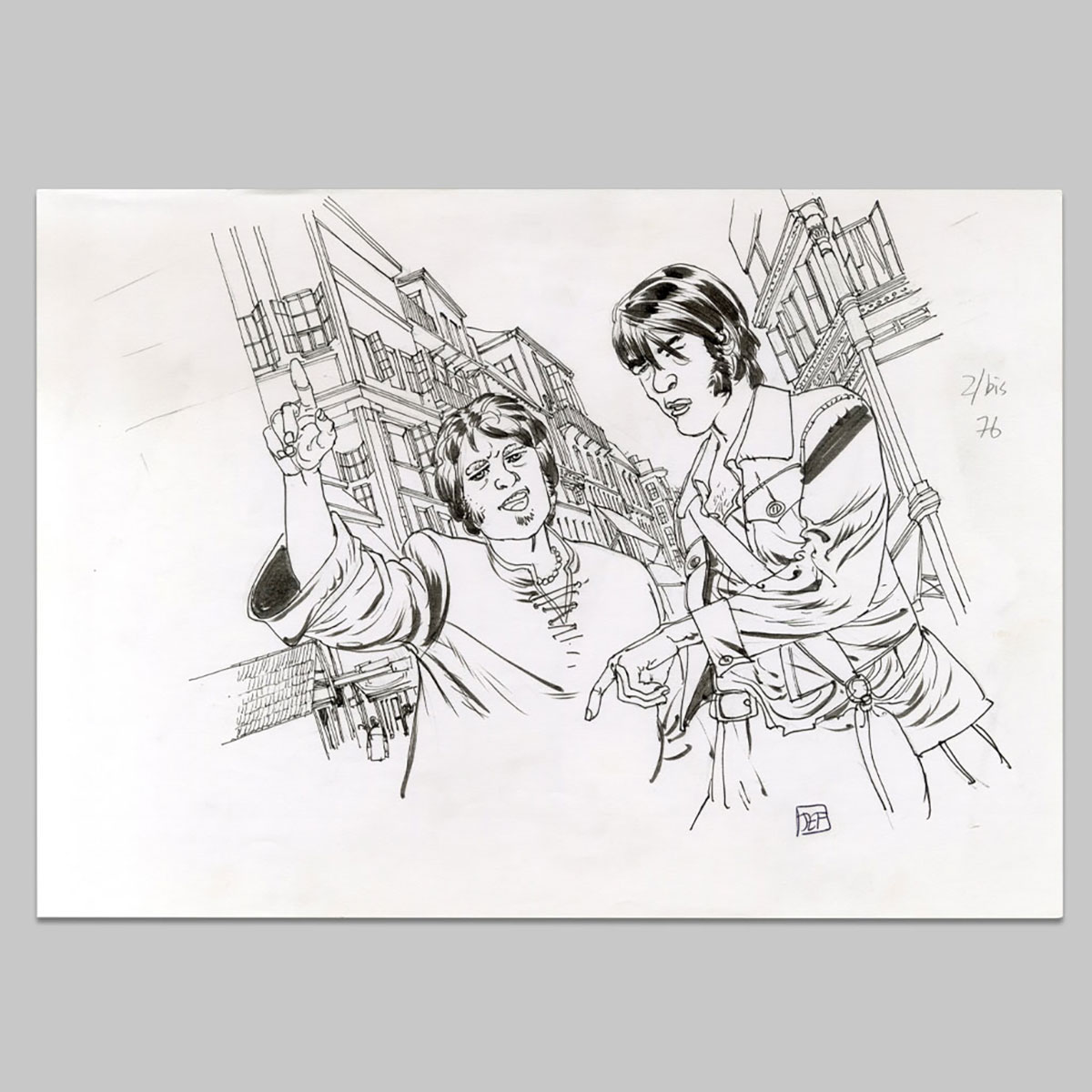 Flash original drawing, In the streets of Bombay with Guy