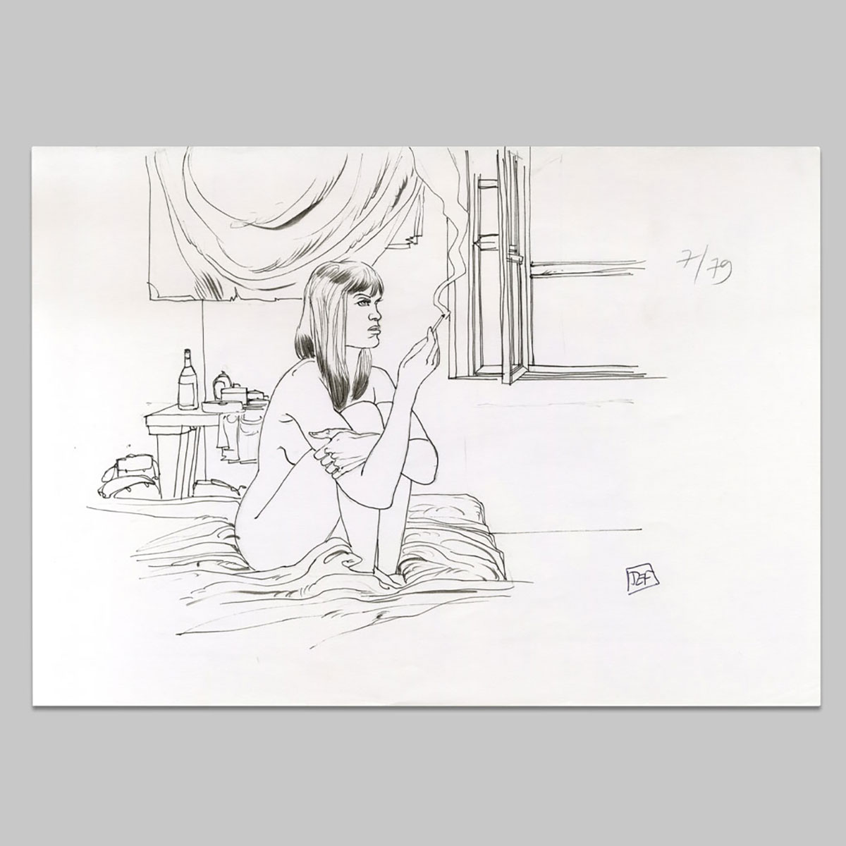 Flash original illustration, Agathe on the bed